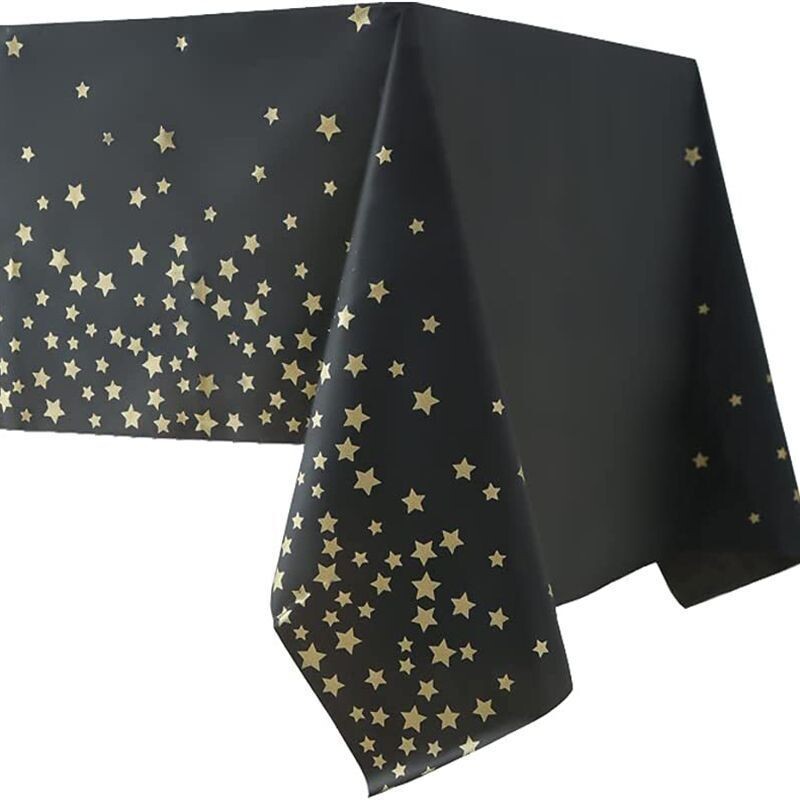 Față de masă, de unică folosință, bronzată, cu stea cu cinci colțuri, pentru petrecere de aniversare, pentru decorațiuni de nuntă, pânză pentru mese în aer liber 137X274CM