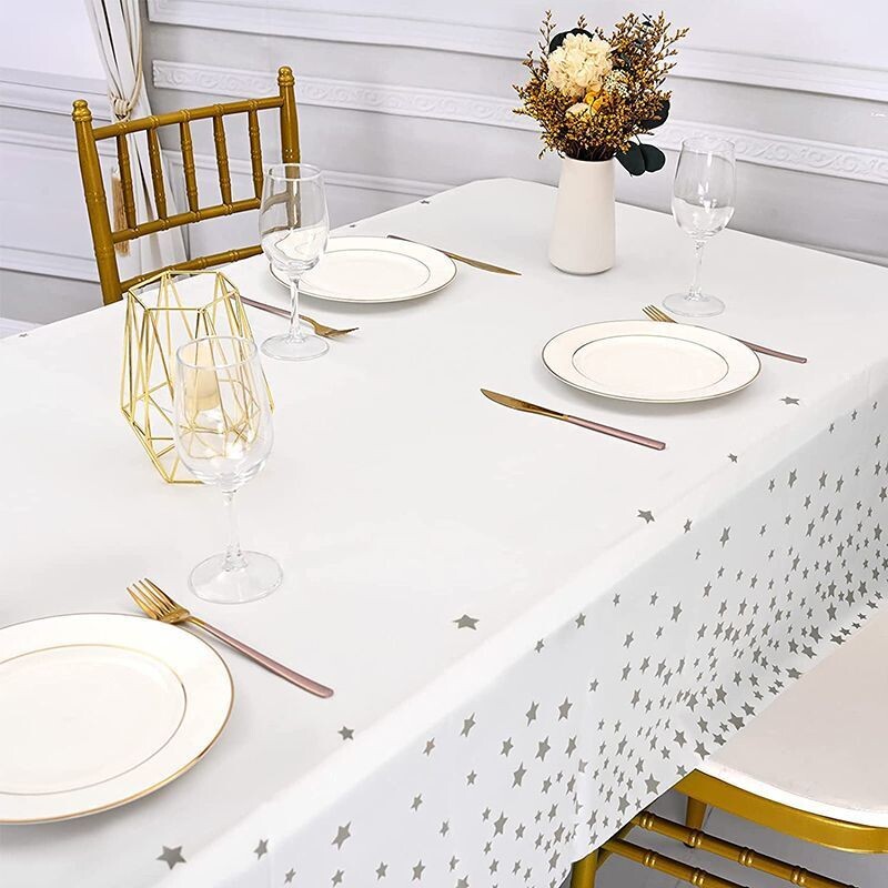 Față de masă, de unică folosință, bronzată, cu stea cu cinci colțuri, pentru petrecere de aniversare, pentru decorațiuni de nuntă, pânză pentru mese în aer liber 137X274CM