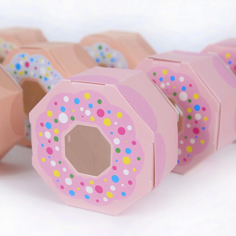 Cutie de cadou pentru 10 bucăți de gogoașă, pentru decorarea zilei de naștere pentru copii, cu tematică pentru gogoașă, pentru Favoare de duș pentru bebeluși, cutii de pachete cu bomboane pentru gustare