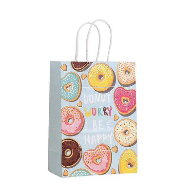 6 τμχ Χαρτί με θέμα Sweet Donuts Τσάντες συσκευασίας δώρου Donuts Shop Candy Cookie Τσάντα για Παιδιά Κοριτσάκι Γενέθλια Baby Shower Party Decor