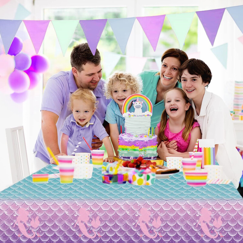 1 buc. Favoruri pentru petrecerea de ziua de naștere sirenă Decoratiuni față de masă cu sirenă Husă de masă din plastic de unică folosință pentru fete Prințesa sub S