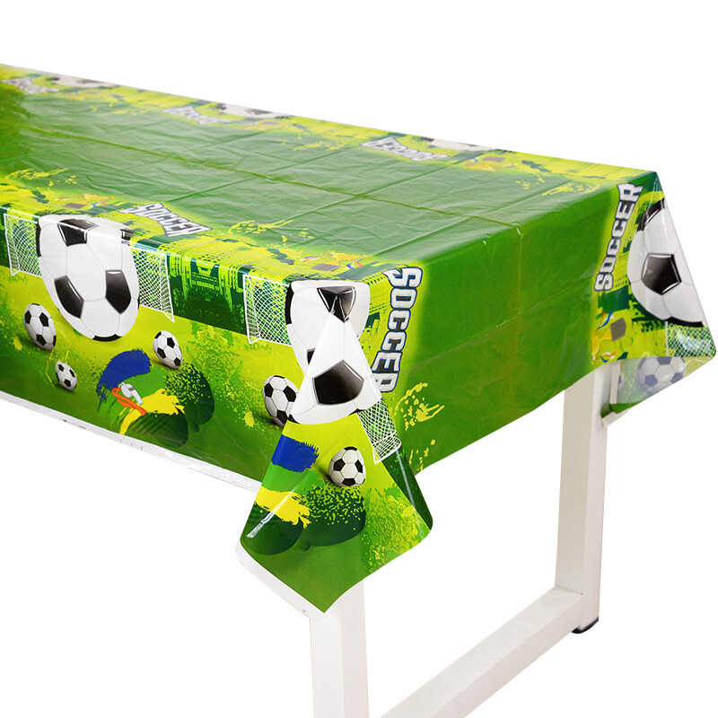 1 bucată fețe de masă cu tema fotbalului, decorațiuni pentru petrecerea de aniversare, fotbal dreptunghiular, husă de masă din plastic, perfectă pentru provizii pentru ziua jocului