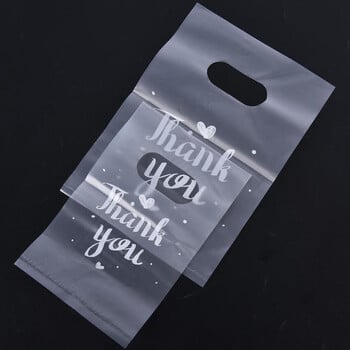 100Pcs Mini Thank you Πλαστικές τσάντες δώρου Τσάντες γάμου με καραμέλα Τσάντες μεταφοράς αγορών