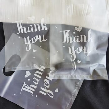 100Pcs Mini Thank you Πλαστικές τσάντες δώρου Τσάντες γάμου με καραμέλα Τσάντες μεταφοράς αγορών