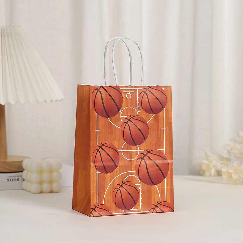 6 bucăți Sport Baschet Tema Hârtie Cadouri Ambalare Geantă Dulciuri Saci de cumpărături pentru copii Băiat Zi de naștere Baby Shower Decorare pentru petrecere