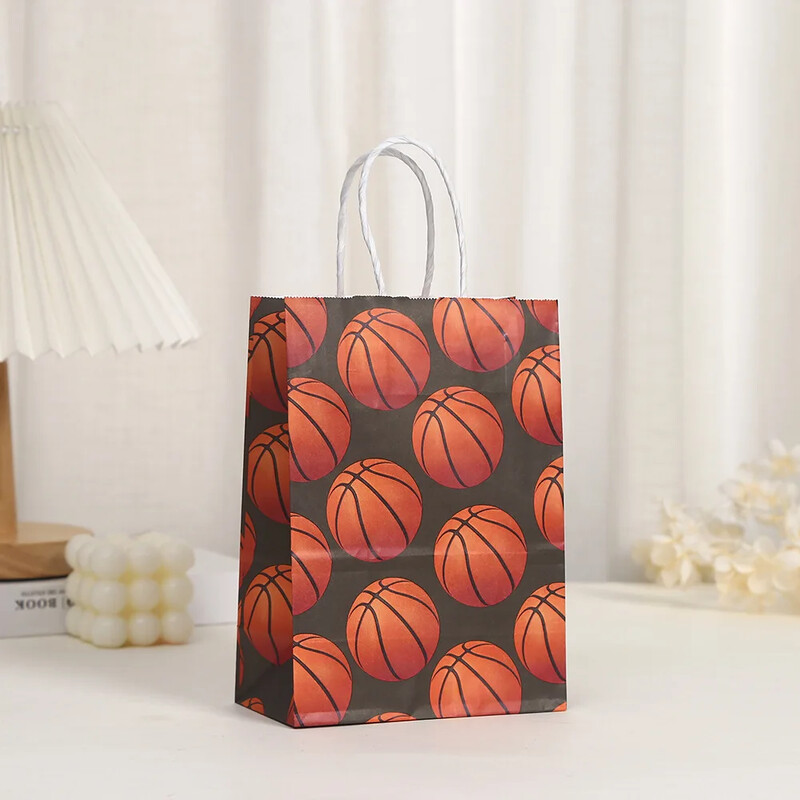 6 bucăți Sport Baschet Tema Hârtie Cadouri Ambalare Geantă Dulciuri Saci de cumpărături pentru copii Băiat Zi de naștere Baby Shower Decorare pentru petrecere