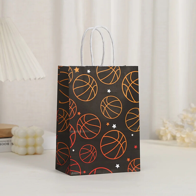 6 bucăți Sport Baschet Tema Hârtie Cadouri Ambalare Geantă Dulciuri Saci de cumpărături pentru copii Băiat Zi de naștere Baby Shower Decorare pentru petrecere