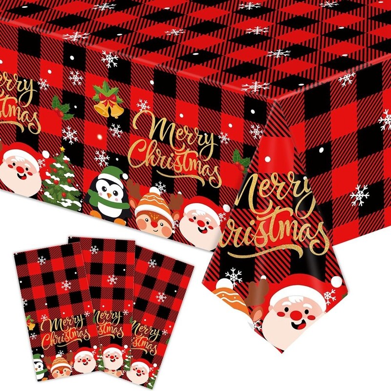 Față de masă din plastic de Crăciun Carton Moș Crăciun/om de zăpadă Husă de masă de unică folosință pentru decorarea mesei de petrecere de Crăciun Rechizite pentru casă