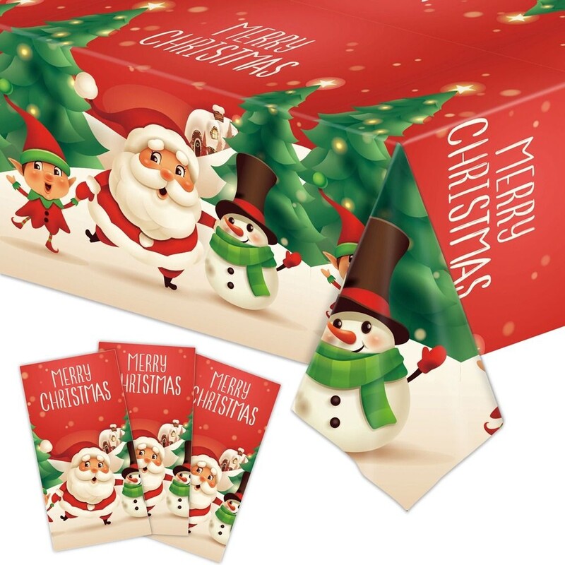 Față de masă din plastic de Crăciun Carton Moș Crăciun/om de zăpadă Husă de masă de unică folosință pentru decorarea mesei de petrecere de Crăciun Rechizite pentru casă