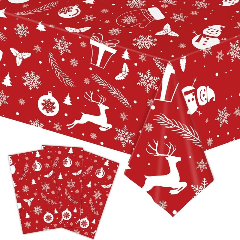 Față de masă din plastic de Crăciun Carton Moș Crăciun/om de zăpadă Husă de masă de unică folosință pentru decorarea mesei de petrecere de Crăciun Rechizite pentru casă