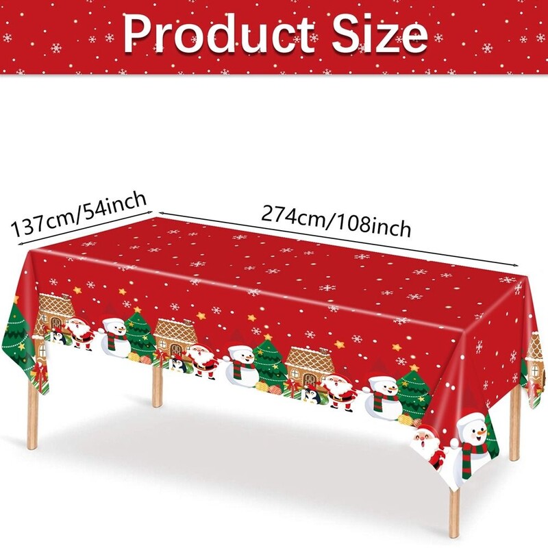 Față de masă din plastic de Crăciun Carton Moș Crăciun/om de zăpadă Husă de masă de unică folosință pentru decorarea mesei de petrecere de Crăciun Rechizite pentru casă