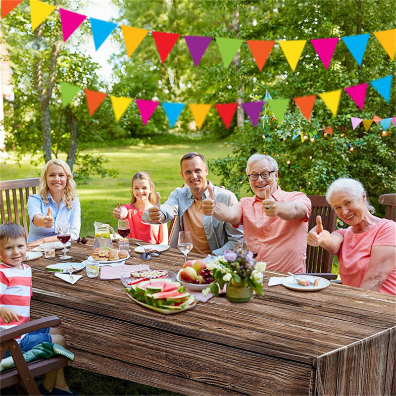 1buc 137CM*270CM imitație de cereale de lemn față de masă de unică folosință decorare retro fermă din lemn petrecere de ziua de naștere.