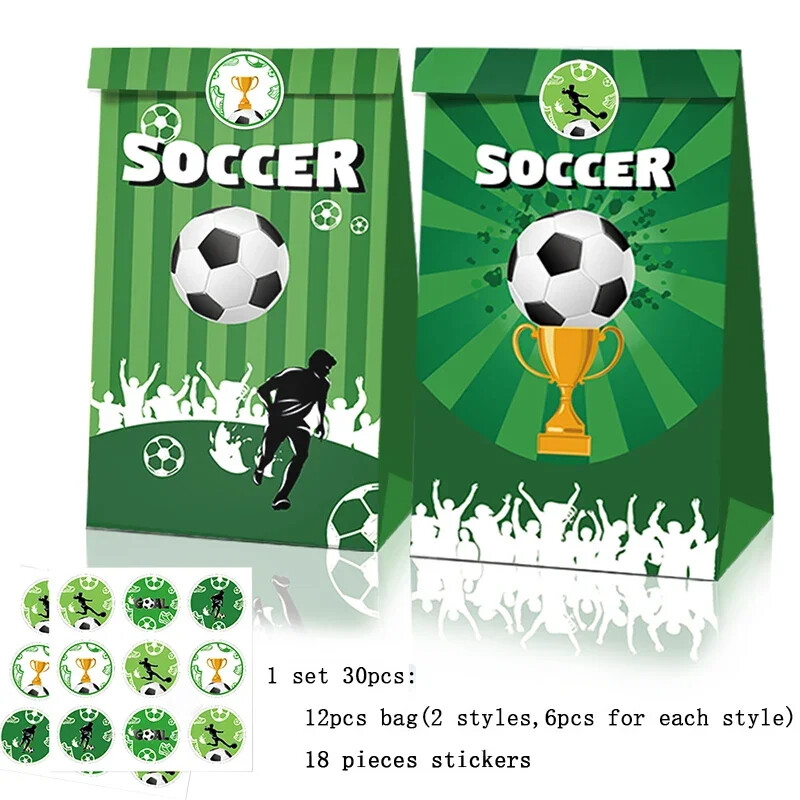 Geantă de bomboane de fotbal fotbal cu autocolante pentru fotbal pentru ziua de naștere. Rechizite pentru petrecere