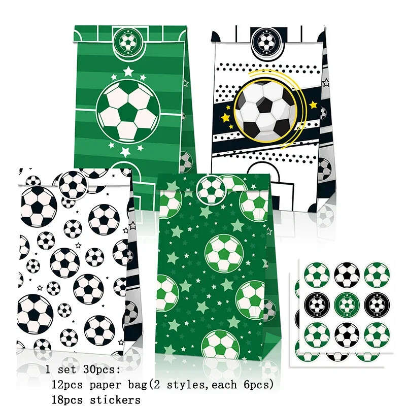 Geantă de bomboane de fotbal fotbal cu autocolante pentru fotbal pentru ziua de naștere. Rechizite pentru petrecere