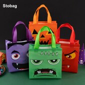 StoBag 12db Happy Halloween nem szőtt ajándék táska tote szövet Csomagolás gyerekeknek vízálló tároló tasak Trick or Treat Party Favor