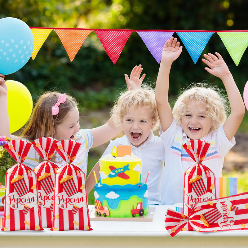 25/50/100 buc saci de hârtie cu floricele de porumb în dungi, găleți, pungi cu dungi roșii albe, recipiente pentru gustări pentru baby shower, articole de naștere pentru petreceri