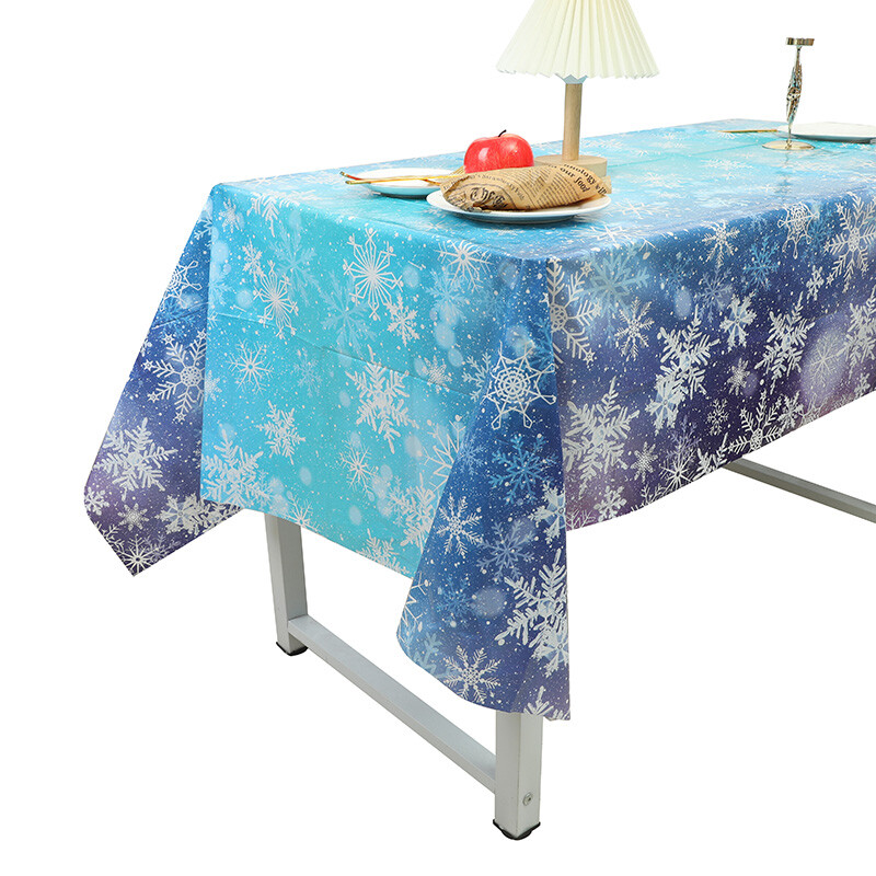 Față de masă de unică folosință de Crăciun imprimare cu fulgi de nea de gheață Aby Shower Decorare tort pentru petrecere de nuntă Navidad Noel Notal Anul Nou 2025