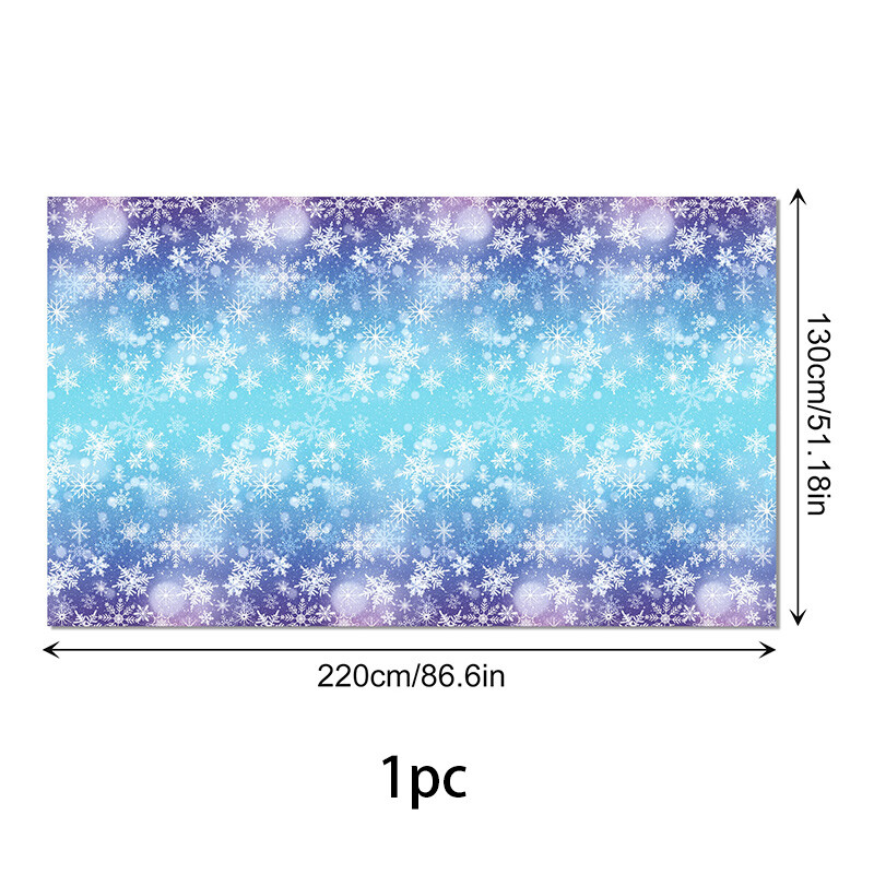 Față de masă de unică folosință de Crăciun imprimare cu fulgi de nea de gheață Aby Shower Decorare tort pentru petrecere de nuntă Navidad Noel Notal Anul Nou 2025