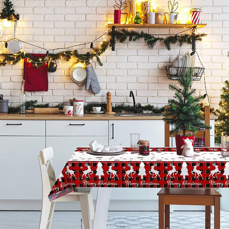 Fata de masa de Craciun Decorat de Craciun Fericit pentru casa 2024 Fata de masa cu fulgi de zapada de Craciun Navidad Noel Natal Anul Nou 2025