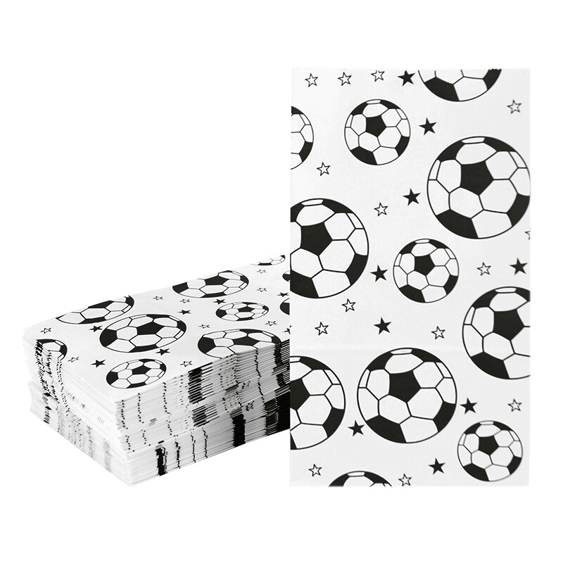 10 bucăți saci de bomboane pentru cadou pentru petrecere de fotbal, hârtie kraft, pentru biscuiți, saci de ambalare pentru sport, tema de fotbal, aprovizionare pentru decorațiuni pentru petrecerea de naștere