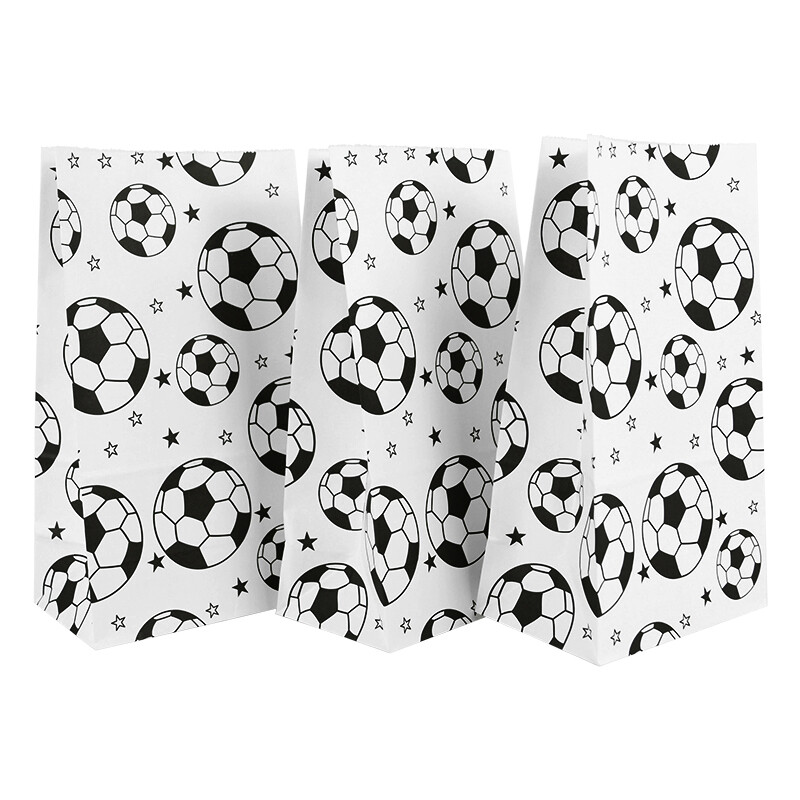 10 bucăți saci de bomboane pentru cadou pentru petrecere de fotbal, hârtie kraft, pentru biscuiți, saci de ambalare pentru sport, tema de fotbal, aprovizionare pentru decorațiuni pentru petrecerea de naștere