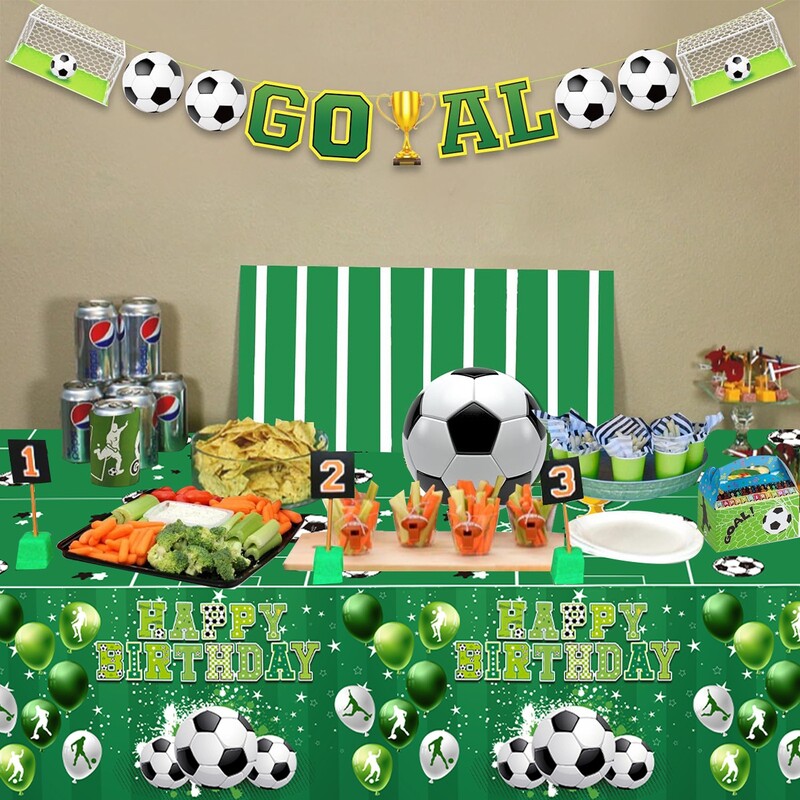 Futbola ballīte Vienreizlietojamais galdauts Bērniem Zēniem Futbols Sporta tēma Dzimšanas dienas Galda pārsegs Aprīkojums Izejmateriāli Bērnu duša