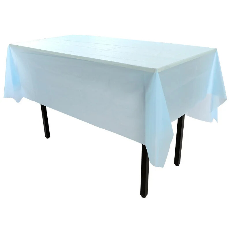 Vienreiz lietojams taisnstūrveida PEVA plastmasas galdauts dzimšanas dienas desertu galdam vienkrāsains ūdensnecaurlaidīgs un eļļu necaurlaidīgs svinību galda pārklājs