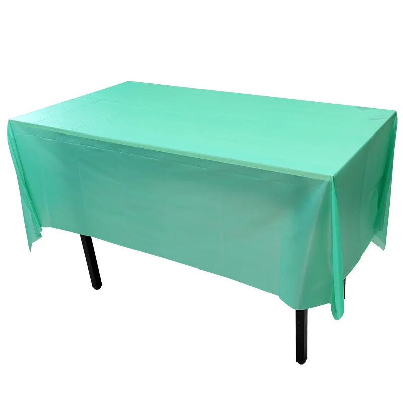 Vienreiz lietojams taisnstūrveida PEVA plastmasas galdauts dzimšanas dienas desertu galdam vienkrāsains ūdensnecaurlaidīgs un eļļu necaurlaidīgs svinību galda pārklājs