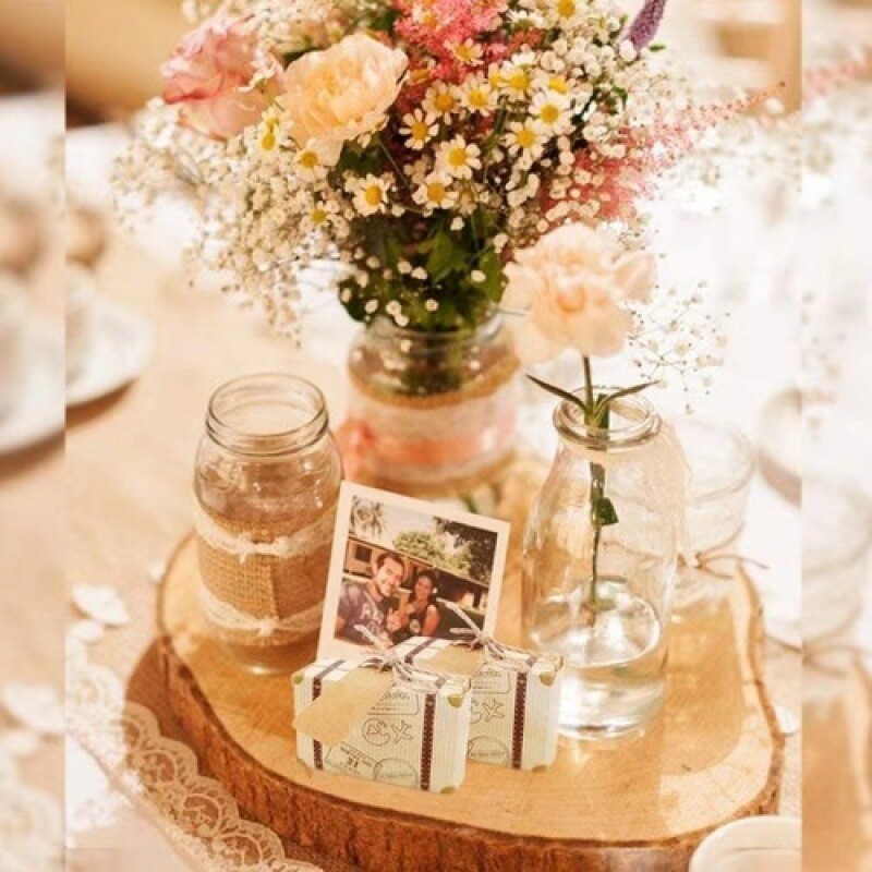 50gab Mini ceļojumu čemodāns konfekšu kastīte kraftpapīra šokolādes labvēlības dāvanu kastīte iepakojuma maisiņš kāzu dzimšanas dienas ballītes noformējums