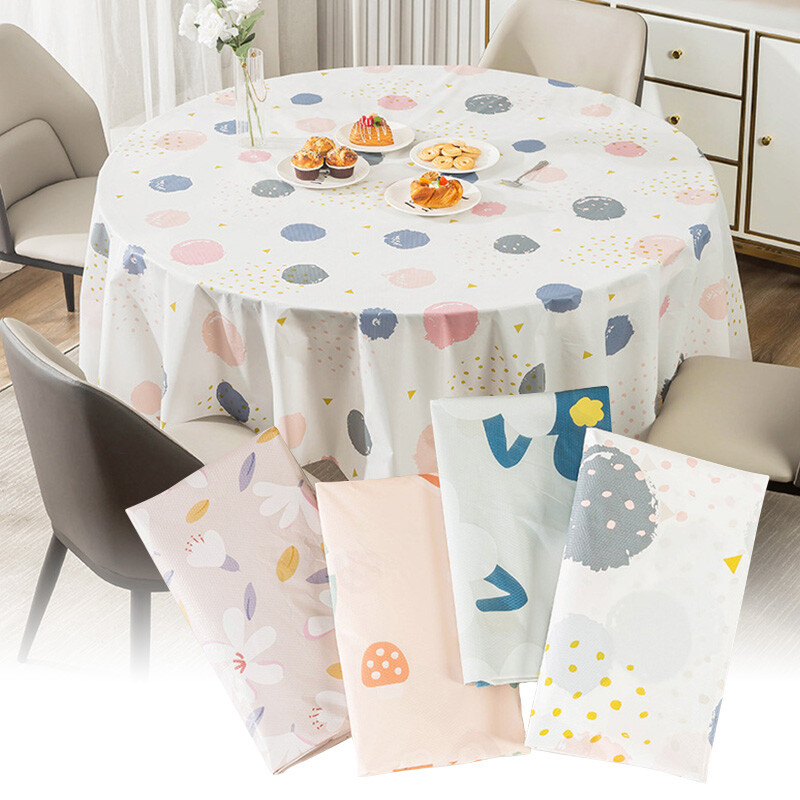 1 gab vienkrāsains mājas kāzu dzimšanas dienas svinību dekors, vienreiz lietojams galdauts apaļš galdauts galda pārklājs