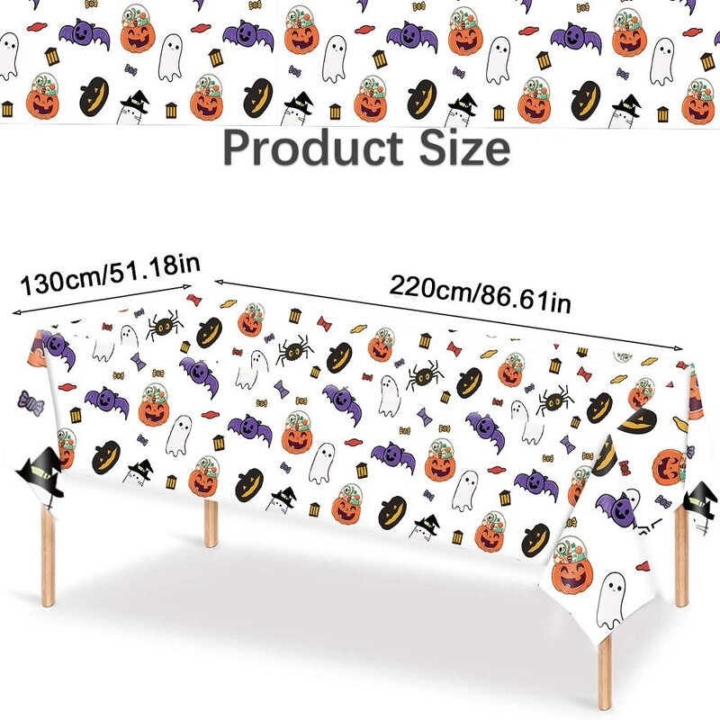 Helovīna vienreizlietojamie galdauti ķirbju spoku nūja pils galda pārklājs Helovīna ballītes folija galdauta dekorēšana