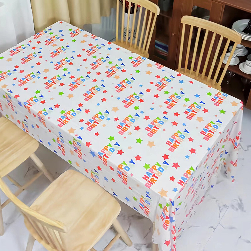 Vienreiz lietojams apdrukāts galdauts Taisnstūrveida ūdensnecaurlaidīgs eļļas necaurlaidīgs galda pārklājs kāzu dzimšanas dienas festivāla vakariņu galda dekorēšanai