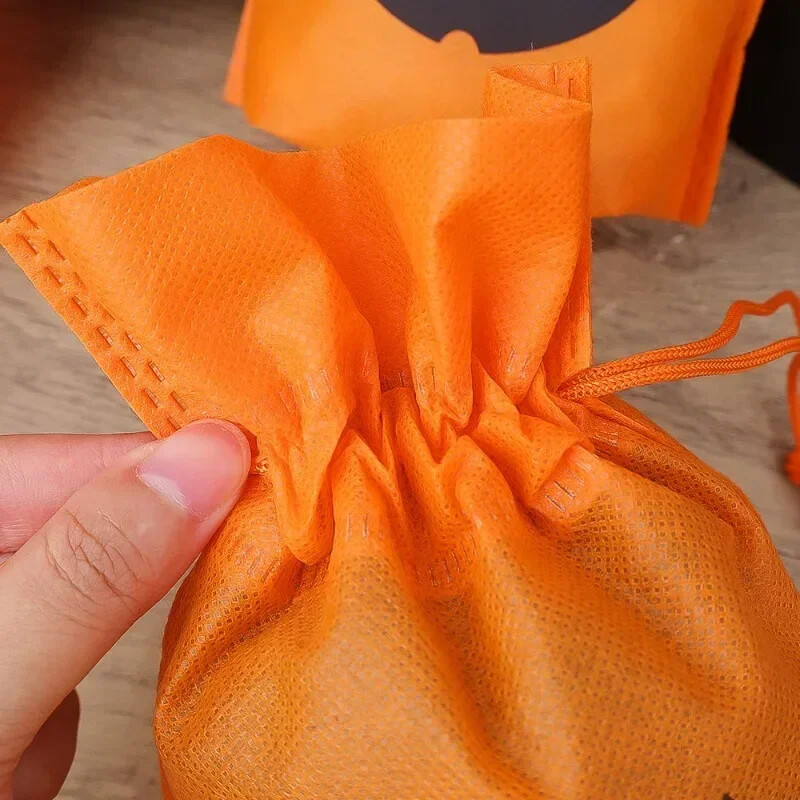 15/5GAB Helovīna ķirbju konfekšu maisiņš Neausta pārnēsājama cepumu dāvanu soma cukura uzglabāšanas maisiņš Helovīna ballīšu piederumi bērniem