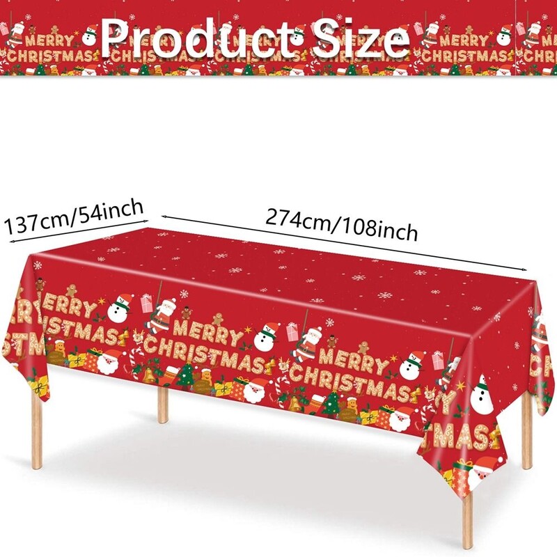 1gab Ziemassvētku plastmasas galdauta kartona kastīte Ziemassvētku vecīša/sniegavīra vienreizējās lietošanas galda pārsegs Ziemassvētku ballīšu galda dekorēšanai mājas piederumi