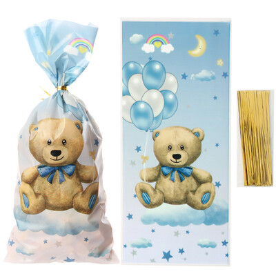 50/30 τμχ Cute Bear Gift Candy Bag πλαστικές τσάντες για μπισκότα σνακ συσκευασίας Μπομπονιέρες ντους μωρών Προμήθειες διακόσμησης για παιδικά πάρτι γενεθλίων