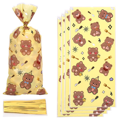 50/30 τμχ Cute Bear Gift Candy Bag πλαστικές τσάντες για μπισκότα σνακ συσκευασίας Μπομπονιέρες ντους μωρών Προμήθειες διακόσμησης για παιδικά πάρτι γενεθλίων