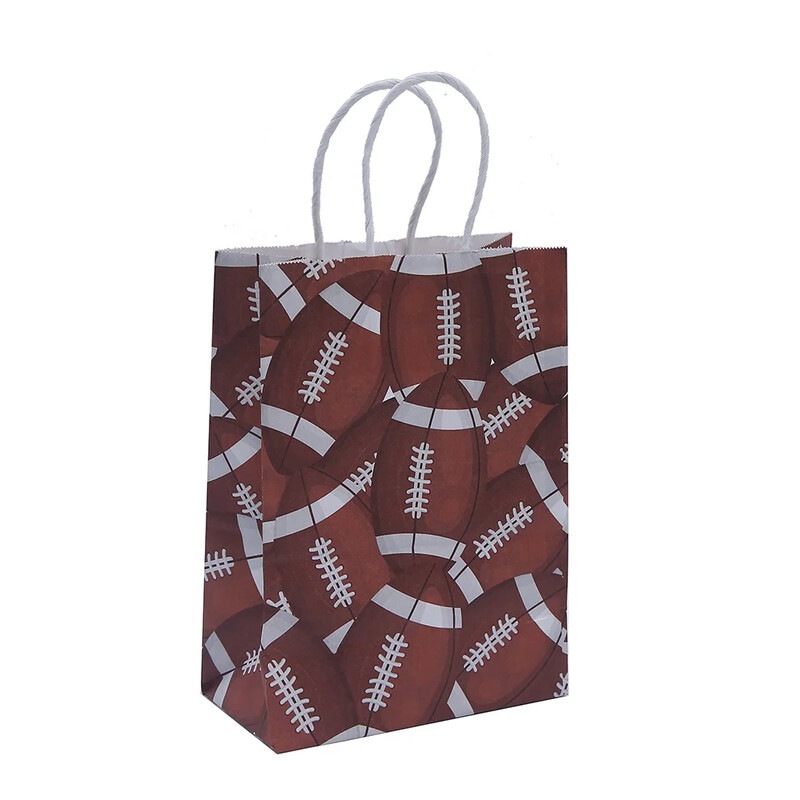 6 gab sporta amerikāņu futbola regbija tēmas papīra dāvanu iepakojuma maisiņš konfekšu cepumu maisiņš zēna dzimšanas dienas bērnu dušas ballītes dekorēšanai