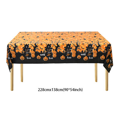 Halloweeni dekoráció Eldobható műanyag terítők Pókháló denevér sütőtök nyomtatott terítő Boldog Halloween Party asztali dekoráció