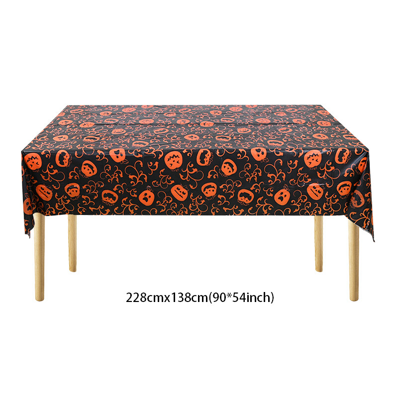 Helovīna dekorēšana Vienreizlietojamie plastmasas galdauti Zirnekļa tīkls Sikspārnis Ķirbju apdruka Galdauts Priecīgas Helovīna ballītes darbvirsmas dekors