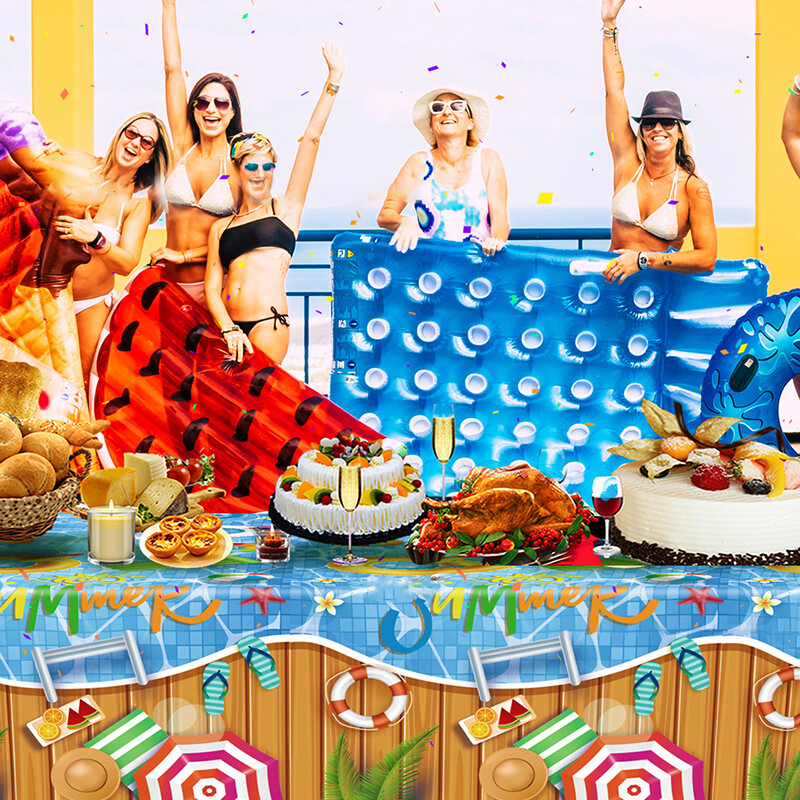 137x274cm Vasaras saldējuma ballīšu galda piederumi Galdauts Šokolādes saldējums Vienreiz lietojams PE galda pārklājs Dzimšanas dienas ballītes dekors