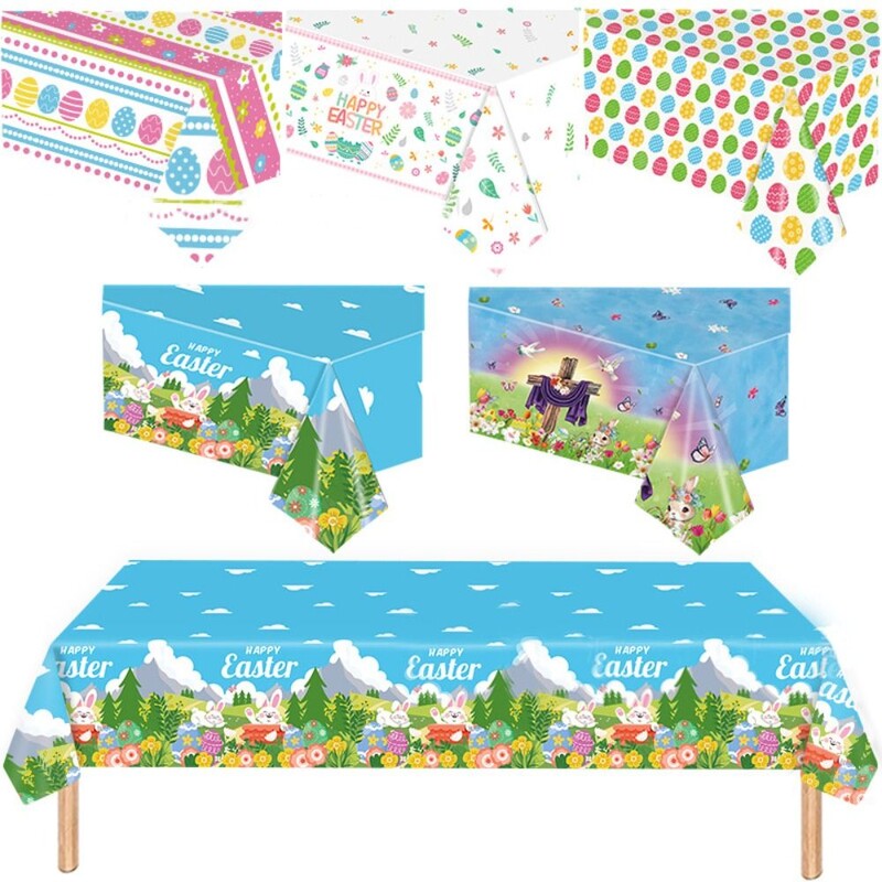 Decor de Paște Aleer de masă Color Ou Iepuraș Iepuri Față de masă Decor de masă pentru petrecere de Paște Decor Ziua de Paște Fericit pentru acasă