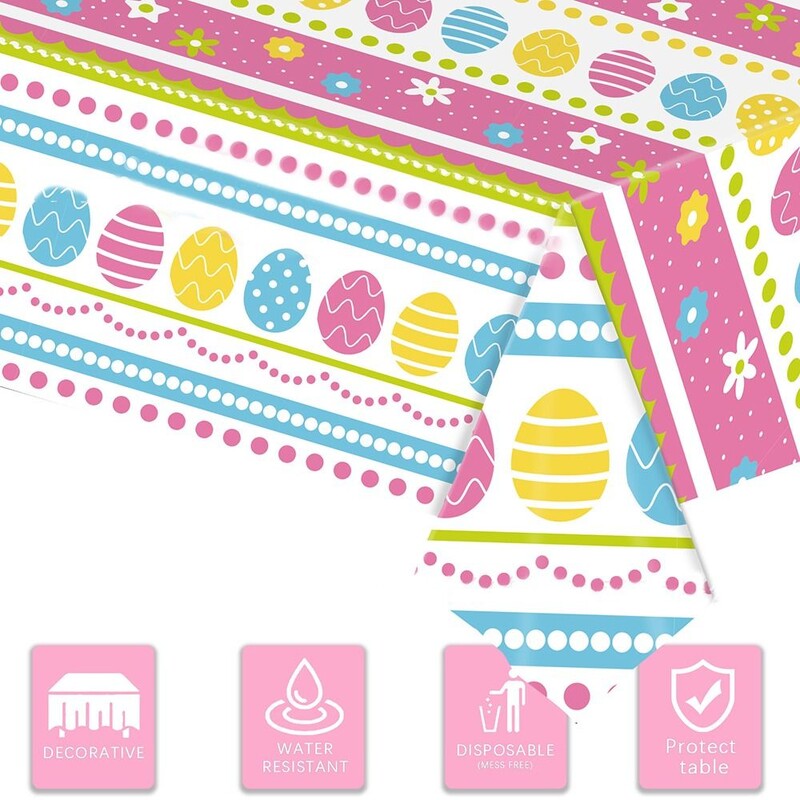 Decor de Paște Aleer de masă Color Ou Iepuraș Iepuri Față de masă Decor de masă pentru petrecere de Paște Decor Ziua de Paște Fericit pentru acasă