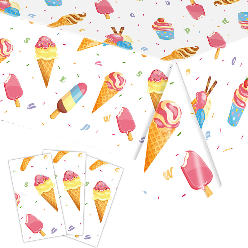 Înghețată de vară Veselă de masă Față de masă Înghețată de ciocolată Acoperire de masă PE de unică folosință Decor dulce de vară pentru petrecere