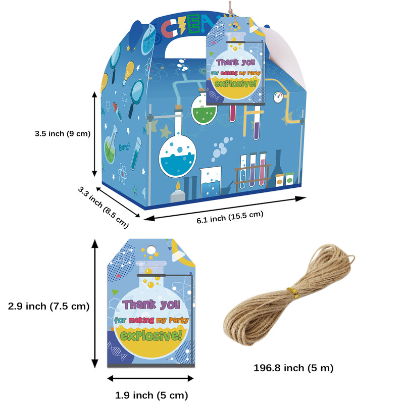 12 gab. Zinātnes tēmas saldumu kastītes ar pateicības kartītēm, astronomijas bioloģijas ķīmijas fizikas tēmas kārumu kastes