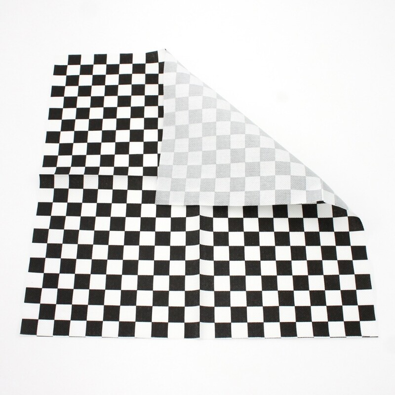 20 buc/pac Hârtii de șervețel tipărite în carouri, alb, negru, șah minimalist, șervețele de hârtie cu model, pânză pentru cafenea
