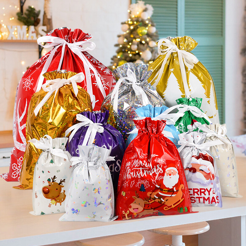 3/5gab Ziemassvētku aukliņu dāvanu maisiņš Ziemassvētku vecīša konfekšu dāvanu iepakojuma maisiņš Ziemassvētku mājas dekorēšanai 2024 Jaunais gads Ziemassvētki Noel