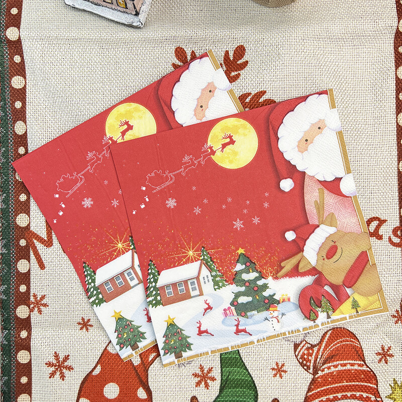 20gab Priecīgus Ziemassvētku ballītes Salvetes Lucky Red Ziemassvētku vakariņu galds Salvetes Papīrs Drošs Smaržīgs Bezmaksas Mīksts Mutes slaucīšanas salvete