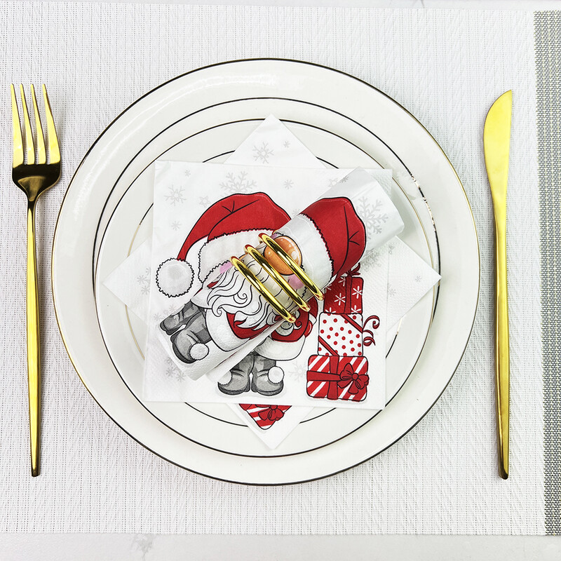 20gab Priecīgus Ziemassvētku ballītes Salvetes Lucky Red Ziemassvētku vakariņu galds Salvetes Papīrs Drošs Smaržīgs Bezmaksas Mīksts Mutes slaucīšanas salvete