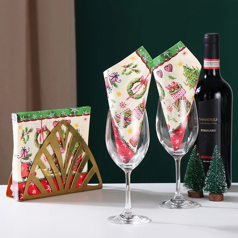 20 buc/pac, 33*33 cm, 2 straturi, imprimat, pentru brad de Crăciun, hârtie de țesut, pentru petrecere de Crăciun, pentru decorațiuni de masă.