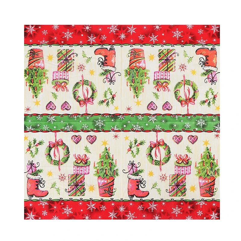 20 buc/pac, 33*33 cm, 2 straturi, imprimat, pentru brad de Crăciun, hârtie de țesut, pentru petrecere de Crăciun, pentru decorațiuni de masă.